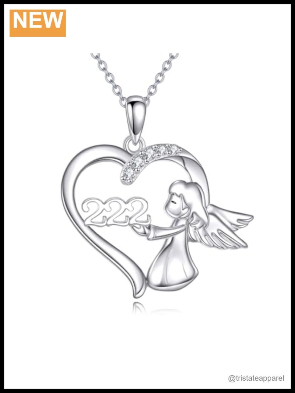 925 Sterling Silver Angel Number Necklace 222 Pendant Adjustable 18+2in